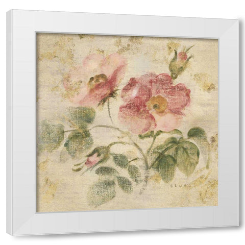 Burgundy Rose on Antique Linen Light Gold White Modern Wood Framed Art Print by Blum, Cheri