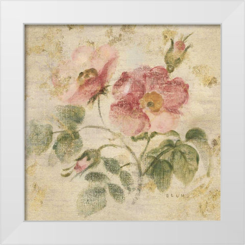 Burgundy Rose on Antique Linen Light Gold White Modern Wood Framed Art Print by Blum, Cheri