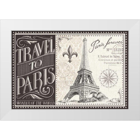 Bonjour Paris I White Modern Wood Framed Art Print by Penner, Janelle