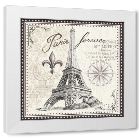 Bonjour Paris III White Modern Wood Framed Art Print by Penner, Janelle