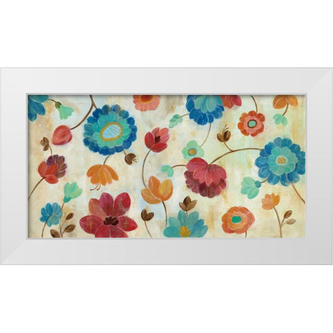 Coral and Teal Garden III White Modern Wood Framed Art Print by Vassileva, Silvia