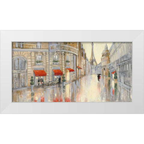 Touring Paris Couple White Modern Wood Framed Art Print by Purinton, Julia