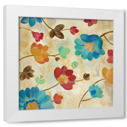 Coral and Teal Garden II White Modern Wood Framed Art Print by Vassileva, Silvia