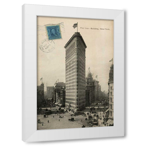 Flat Iron 1909 White Modern Wood Framed Art Print by Wild Apple Portfolio