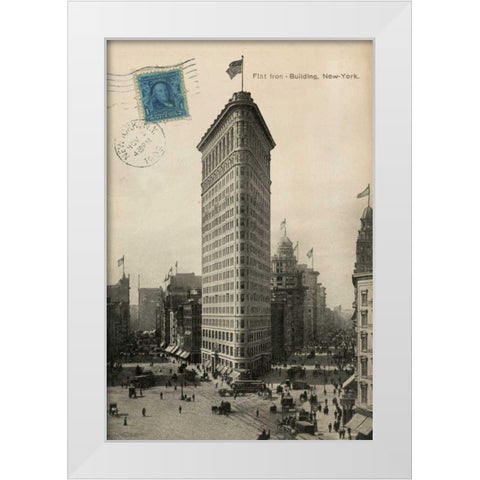 Flat Iron 1909 White Modern Wood Framed Art Print by Wild Apple Portfolio