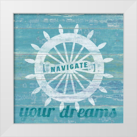 Drift Captains Wheel White Modern Wood Framed Art Print by Schlabach, Sue