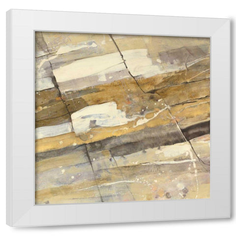 Gold Streak White Modern Wood Framed Art Print by Hristova, Albena