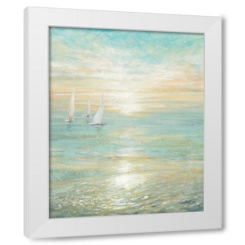 Sunrise Sailboats I White Modern Wood Framed Art Print by Nai, Danhui