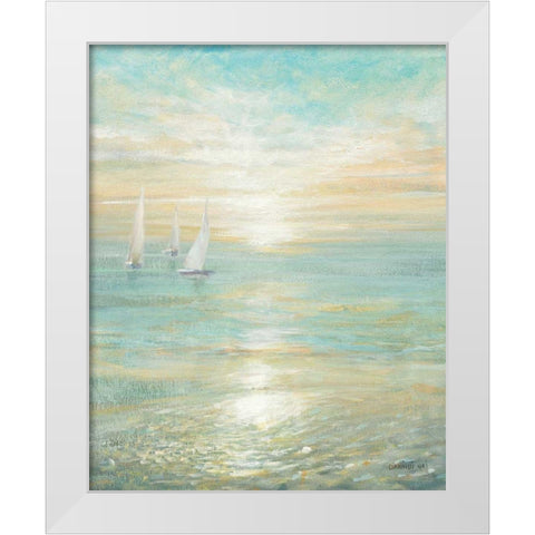 Sunrise Sailboats I White Modern Wood Framed Art Print by Nai, Danhui