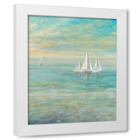 Sunrise Sailboats II White Modern Wood Framed Art Print by Nai, Danhui