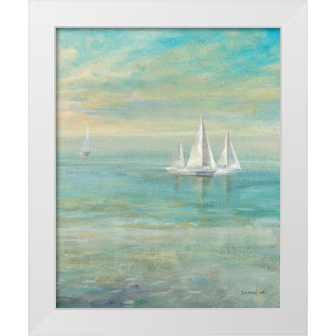 Sunrise Sailboats II White Modern Wood Framed Art Print by Nai, Danhui