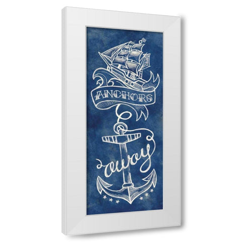 Anchors Away White Modern Wood Framed Art Print by Urban, Mary