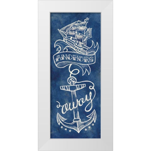 Anchors Away White Modern Wood Framed Art Print by Urban, Mary