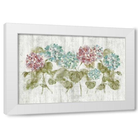 Vibrant Row of Hydrangea on Wood White Modern Wood Framed Art Print by Blum, Cheri