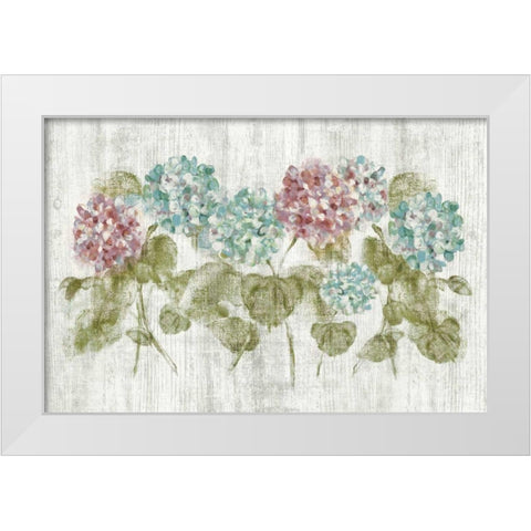 Vibrant Row of Hydrangea on Wood White Modern Wood Framed Art Print by Blum, Cheri