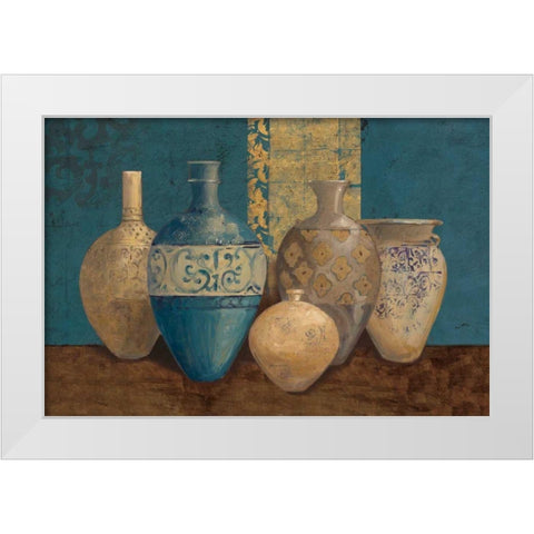 Aegean Vessels on Turquoise White Modern Wood Framed Art Print by Tillmon, Avery