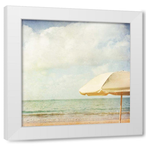 Yellow Umbrella White Modern Wood Framed Art Print by Studio Brookview