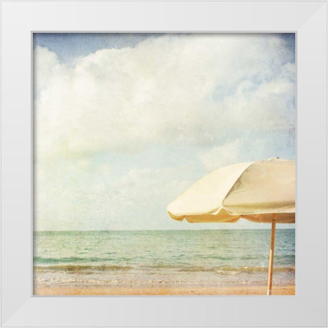 Yellow Umbrella White Modern Wood Framed Art Print by Studio Brookview