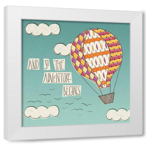 Up Up and Away Adventure Bright White Modern Wood Framed Art Print by Marshall, Laura