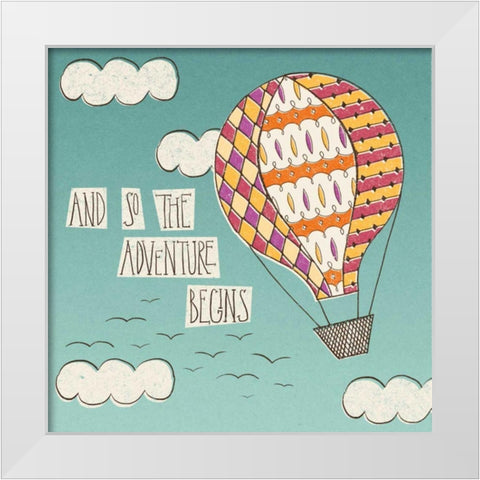 Up Up and Away Adventure Bright White Modern Wood Framed Art Print by Marshall, Laura