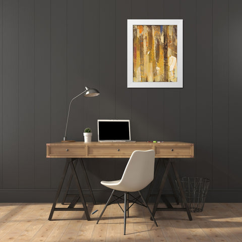 Golden Forest I White Modern Wood Framed Art Print by Hristova, Albena