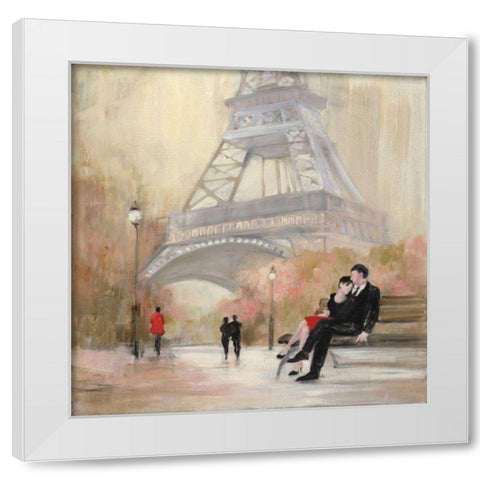 Romantic Paris I Red Jacket White Modern Wood Framed Art Print by Purinton, Julia