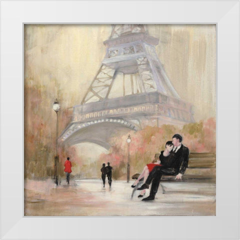 Romantic Paris I Red Jacket White Modern Wood Framed Art Print by Purinton, Julia