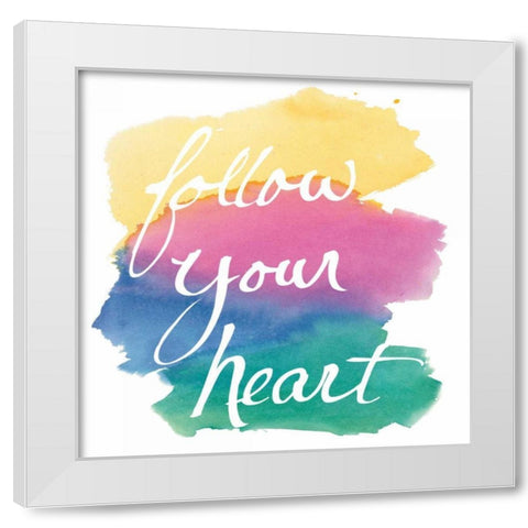 Colorburst II Heart Sq White Modern Wood Framed Art Print by Schick, Mike