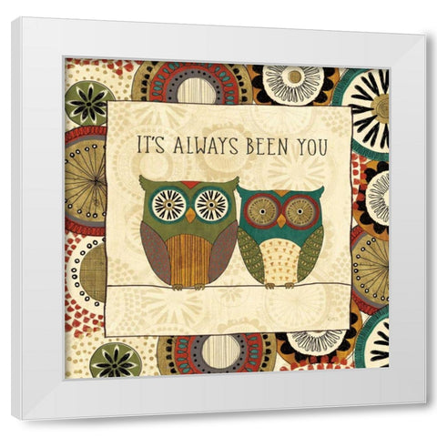 Spice Road Owl IV White Modern Wood Framed Art Print by Charron, Veronique