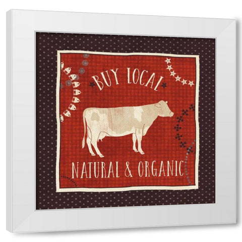 Little Red Farm III White Modern Wood Framed Art Print by Charron, Veronique