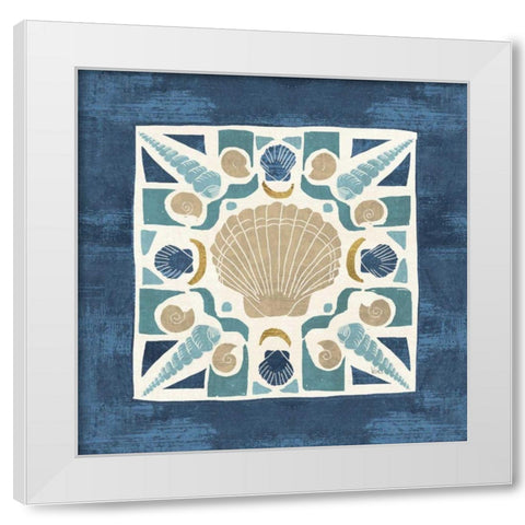 Undersea Blue Tile II White Modern Wood Framed Art Print by Charron, Veronique