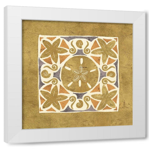 Undersea Gold Tile I White Modern Wood Framed Art Print by Charron, Veronique