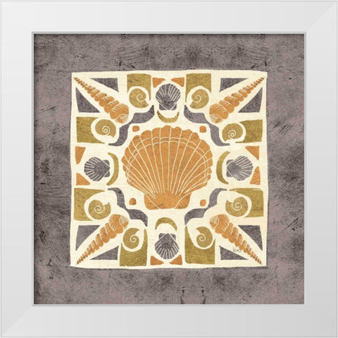 Undersea Gold Tile II White Modern Wood Framed Art Print by Charron, Veronique