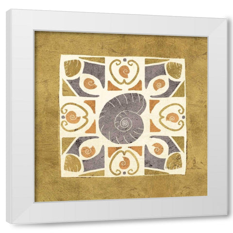 Undersea Gold Tile IV White Modern Wood Framed Art Print by Charron, Veronique
