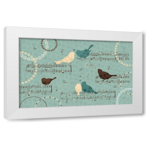 Song Birds III White Modern Wood Framed Art Print by Charron, Veronique