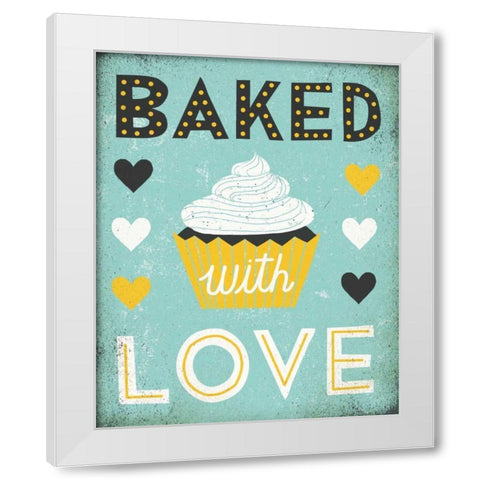 Retro Diner Baked with Love White Modern Wood Framed Art Print by Mullan, Michael