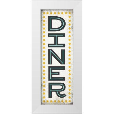 Retro Diner Sign White Modern Wood Framed Art Print by Mullan, Michael