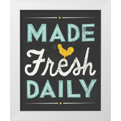 Retro Diner Made Fresh Daily White Modern Wood Framed Art Print by Mullan, Michael