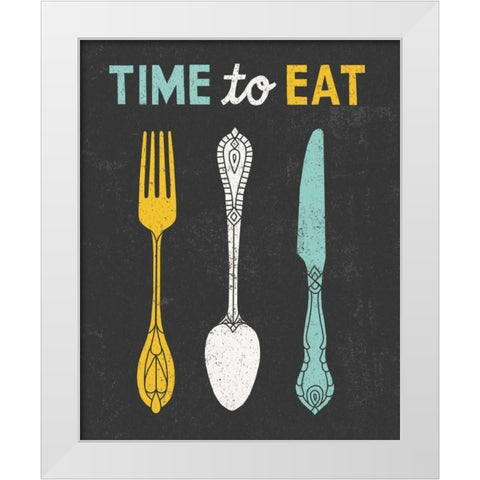 Retro Diner Time to Eat White Modern Wood Framed Art Print by Mullan, Michael