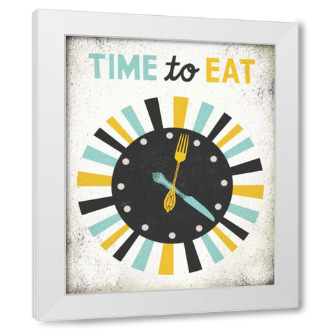 Retro Diner Time to Eat Clock White Modern Wood Framed Art Print by Mullan, Michael