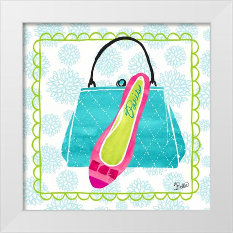 Paris Shoe Vintage Fashion White Modern Wood Framed Art Print by Studio Bella
