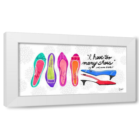 Too Many Shoes White Modern Wood Framed Art Print by Studio Bella