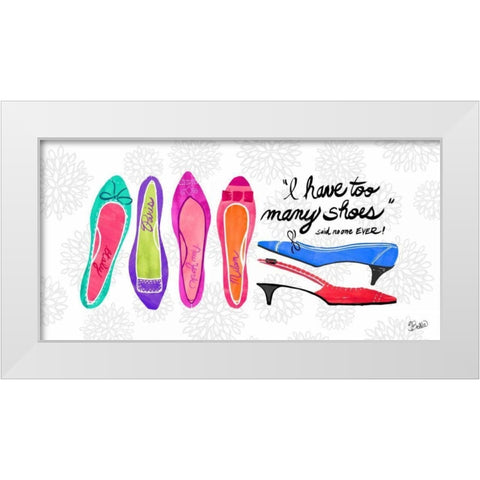 Too Many Shoes White Modern Wood Framed Art Print by Studio Bella