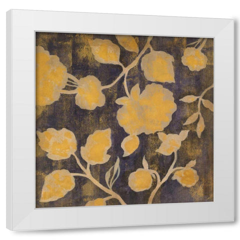 Indigo and Gold Silhouettes I White Modern Wood Framed Art Print by Vassileva, Silvia