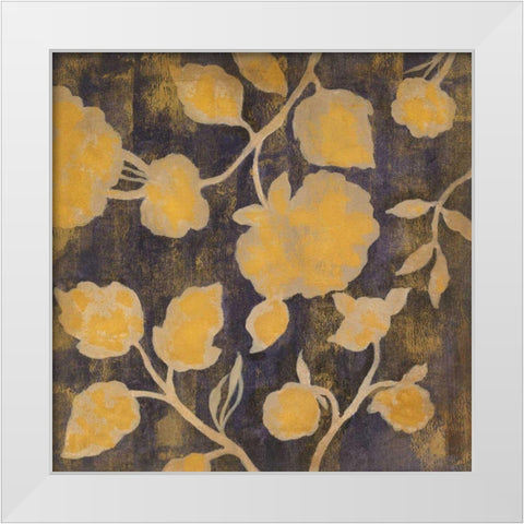 Indigo and Gold Silhouettes I White Modern Wood Framed Art Print by Vassileva, Silvia
