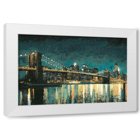 Bright City Lights Teal I White Modern Wood Framed Art Print by Wiens, James