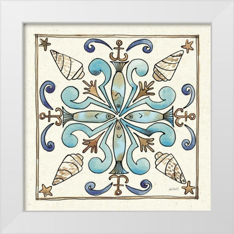 Coastal Breeze Tile IV White Modern Wood Framed Art Print by Tavoletti, Anne
