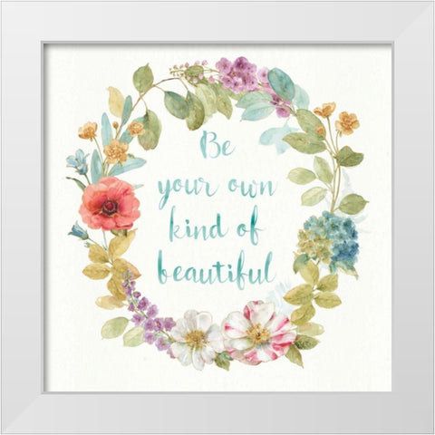 Rainbow Seeds Wreath II White Modern Wood Framed Art Print by Audit, Lisa