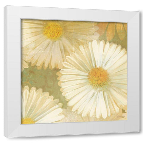Daisy Story Square I White Modern Wood Framed Art Print by Lovell, Kathrine