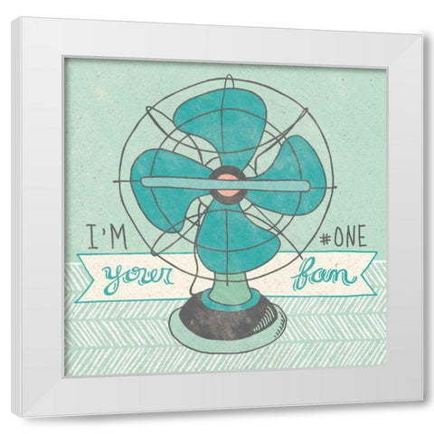 Retro Fan Gray White Modern Wood Framed Art Print by Urban, Mary